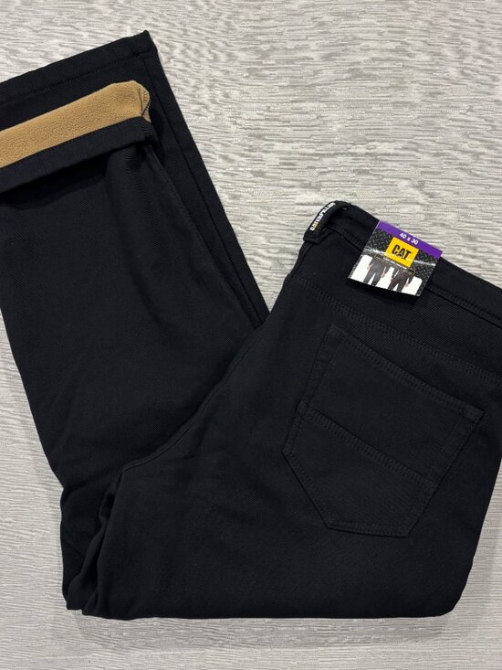 Caterpillar Other - CAT Caterpillar Work Pants Mens 40 x 30 Black Canvas Fleece Lined Insulated
